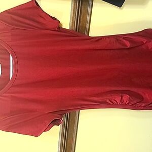 Burgundy fitted cross t-shirt dress